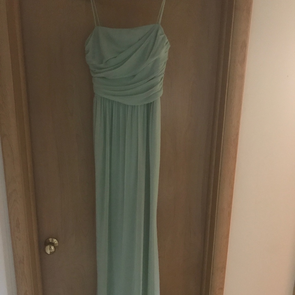 David's Bridal Long Mesh Dress w/ Spaghetti Straps